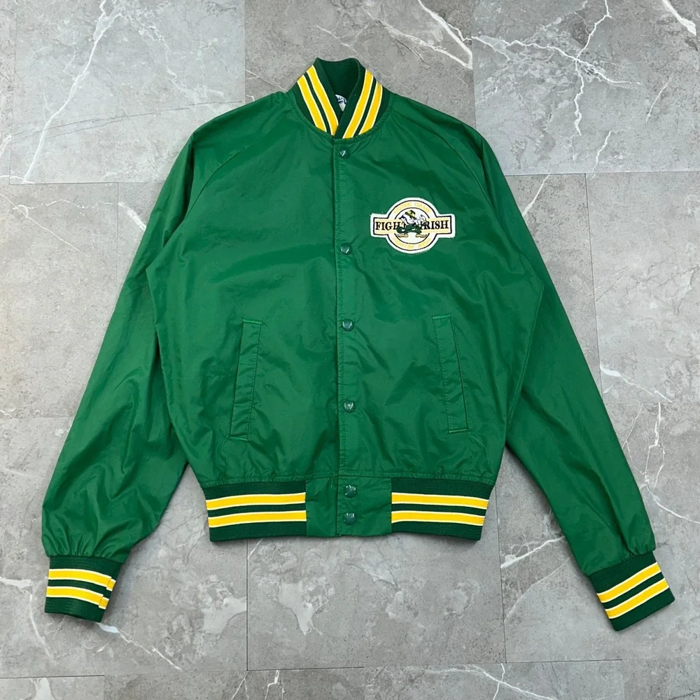 Vintage Notre Dame Fighting Irish Jacket Youth XL Distressed Windbreaker Patch
